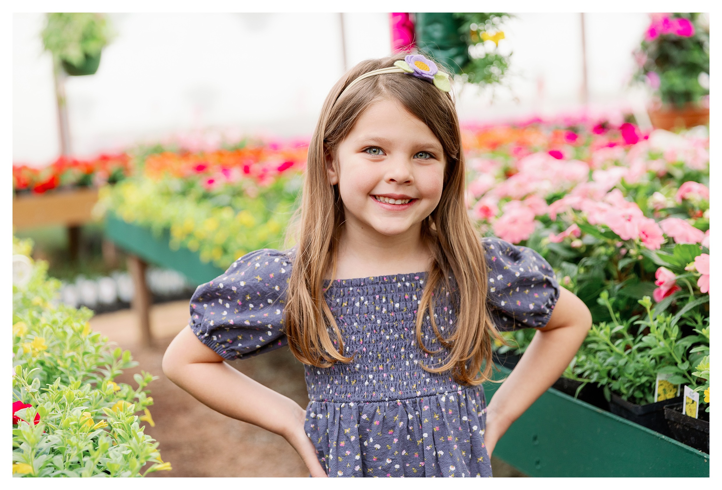 girl child pose in greenhouse at Rib Mountain Greenhouse