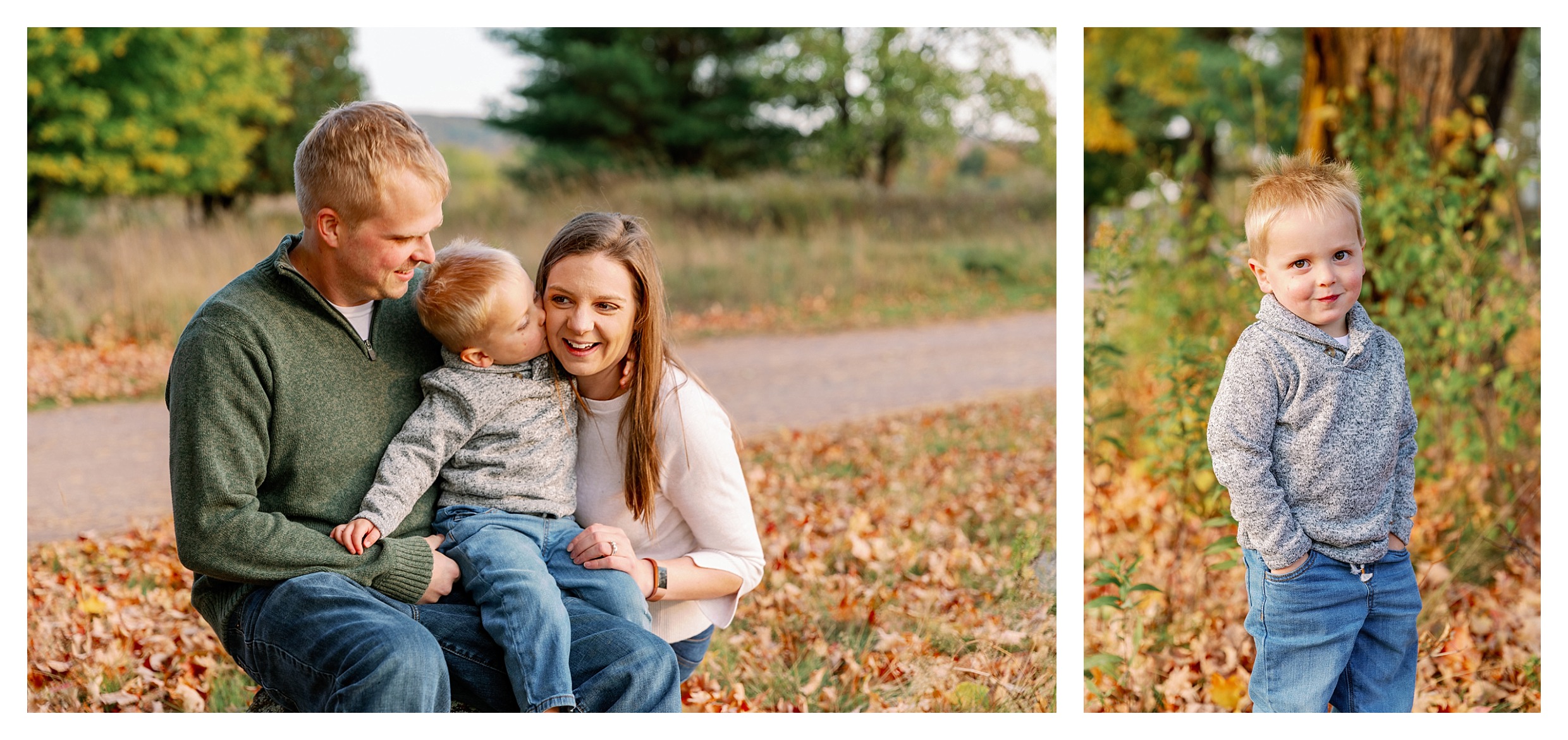 toddler and family at Wausau park for fall family photos